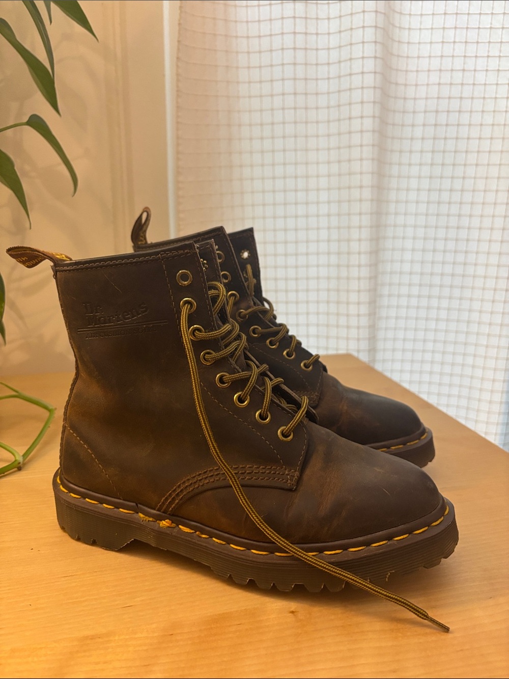 Vintage Made in England Dr. Martens Brown Leather 8-Eye Lace-Up Boots
